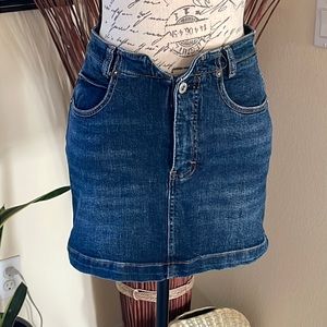 Free People We the Free Distressed Denim Skirt